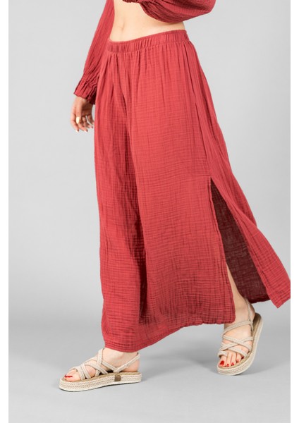 Müslin Kadın Uzun Yırtmaçlı Etek modelleri