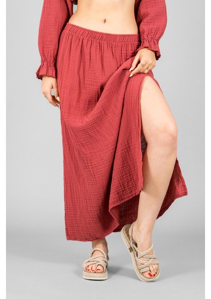 Müslin Kadın Uzun Yırtmaçlı Etek