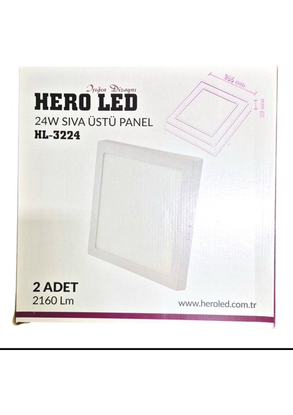 24W Kare Panel LED 2 Adet Beyaz Işık