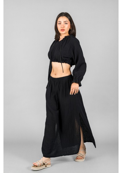 Müslin Kadın Uzun Yırtmaçlı Etek modelleri