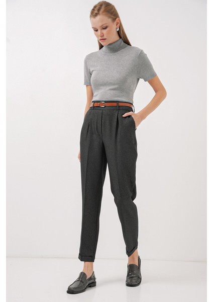 Kadın BDART Plise Detaylı Büzgülü Pantolon Grey