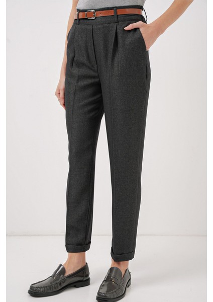 Kadın BDART Plise Detaylı Büzgülü Pantolon Grey