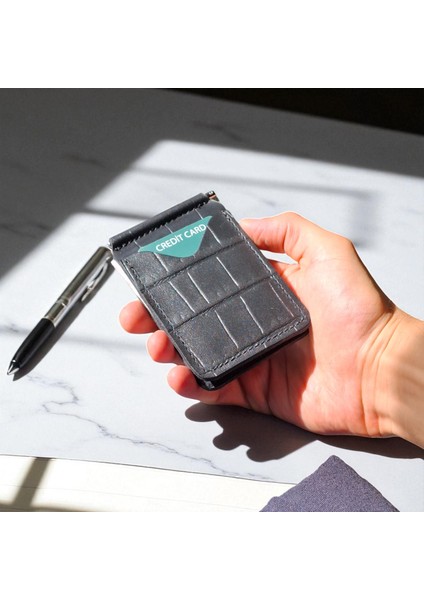 Siyah Erkek Cüzdan Para Klipsli Hakiki Deri İnce Pratik Kartlık Cüzdan Desenli modelleri