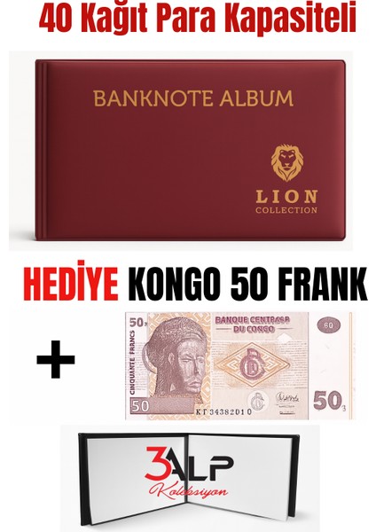 Lion Kağıt Para Cep Albümü - 20 Sayfa - Bordo