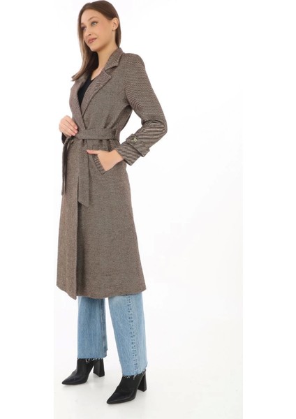 Astarlı Balık Sırtı Kaşmir Kaşe Kaban - Vizon