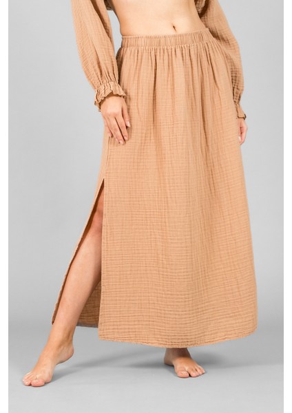 Müslin Kadın Uzun Yırtmaçlı Etek