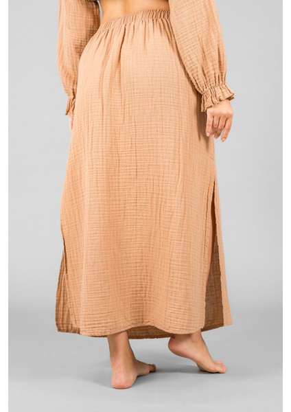 Müslin Kadın Uzun Yırtmaçlı Etek