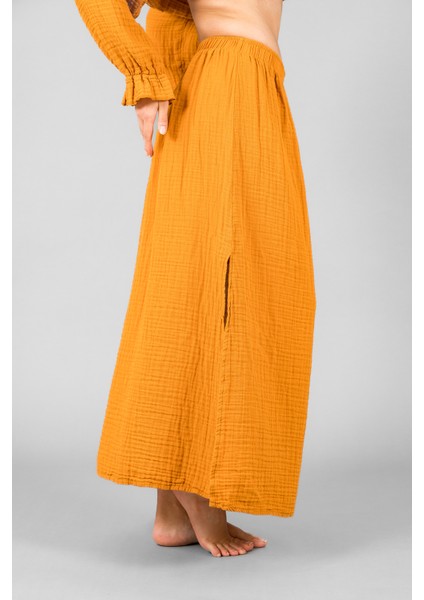 Müslin Kadın Uzun Yırtmaçlı Etek