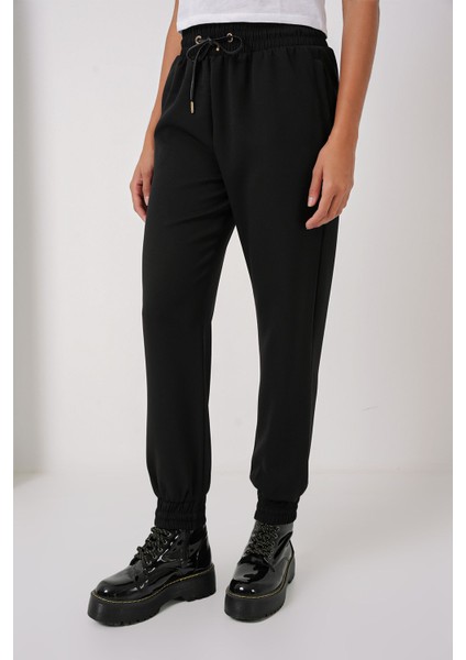 Kadın BDART Çekmeli Lastik Bel Dar Paça Eşofman Altı Black indirimleri