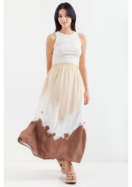 Kadın BDART Elastik Bel Detaylı Gradient Maxi Etek Natural fiyatları