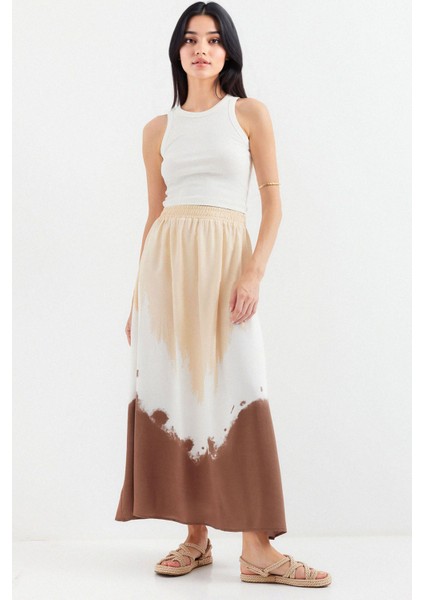 Kadın BDART Elastik Bel Detaylı Gradient Maxi Etek Natural fırsatları