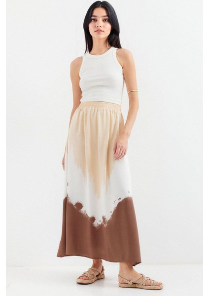 Kadın BDART Elastik Bel Detaylı Gradient Maxi Etek Natural indirimleri