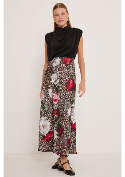 Kadın BDART Astarlı Maxi Saten Etek Multicolor