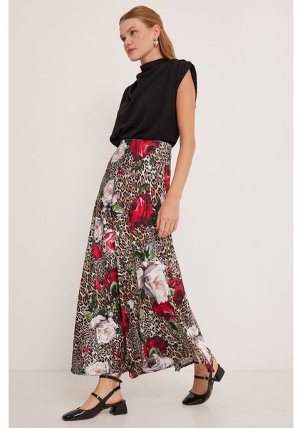 Kadın BDART Astarlı Maxi Saten Etek Multicolor