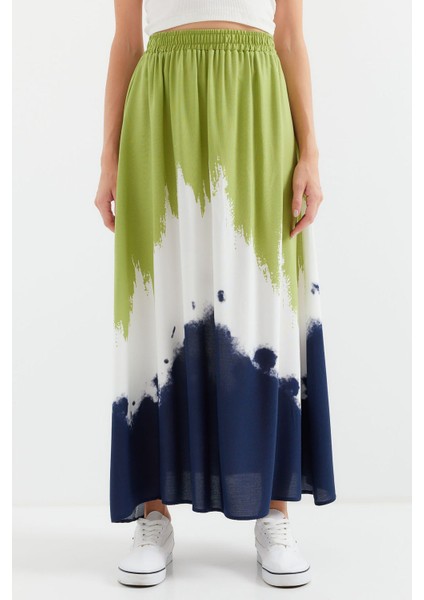 Kadın BDART Elastik Bel Detaylı Gradient Maxi Etek Yeşil
