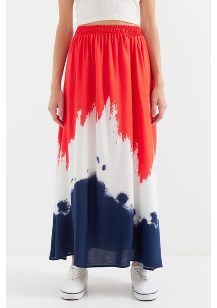 Kadın BDART Elastik Bel Detaylı Gradient Maxi Etek Kırmızı fırsatları
