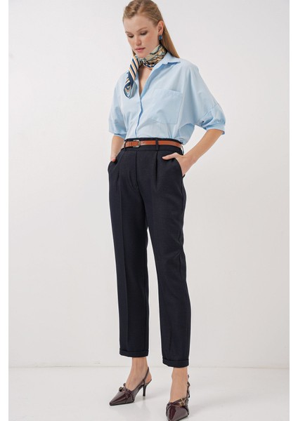 Kadın BDART Plise Detaylı Büzgülü Pantolon Blue