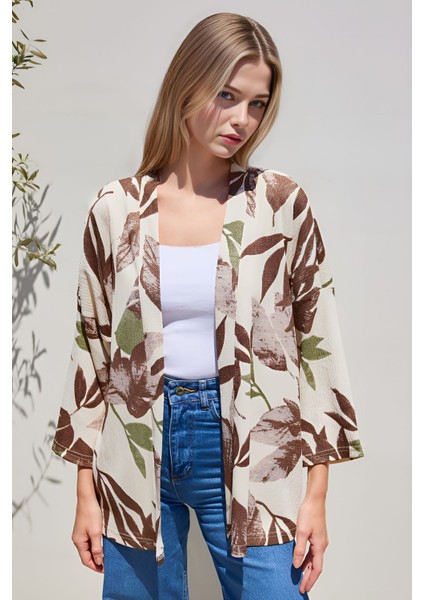 Kadın BDART Dokulu Rahat Fit Şal Yaka Kimono Haki Yeşil fiyatları