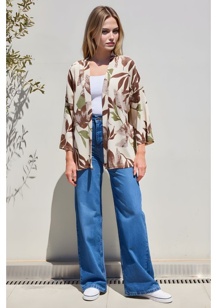 Kadın BDART Dokulu Rahat Fit Şal Yaka Kimono Haki Yeşil modelleri