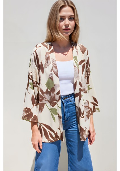 Kadın BDART Dokulu Rahat Fit Şal Yaka Kimono Haki Yeşil fırsatları