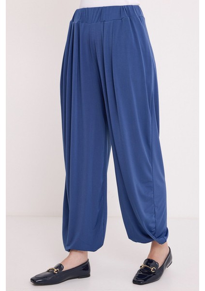 Kadın BDART Geniş Paça Pileli İpli Pantolon Gece Mavisi