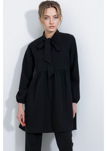 Kadın BDART Uzun Tunik ve Pantolon İkili Set, Gömlek Yaka Black indirimleri