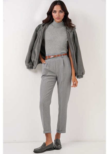 Kadın BDART Plise Detaylı Büzgülü Pantolon Gri indirimleri