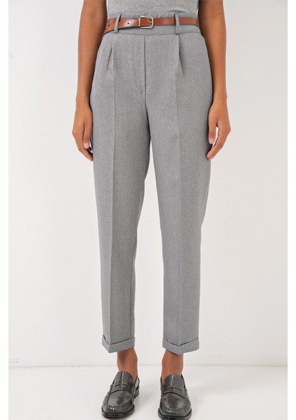 Kadın BDART Plise Detaylı Büzgülü Pantolon Gri