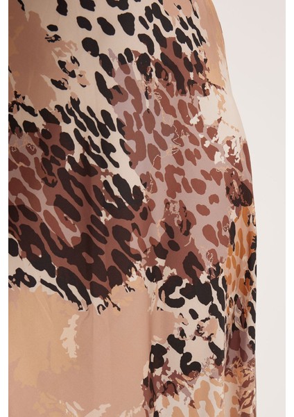 Kadın BDART Astarlı Maxi Saten Etek Brown