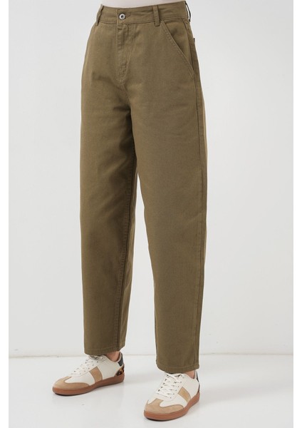 Kadın BDART Yüksek Bel Bol Kesim Düz Paça Denim Jean Green