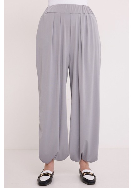 Kadın BDART Geniş Paça Pileli İpli Pantolon Gri
