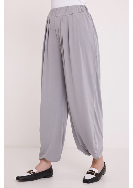 Kadın BDART Geniş Paça Pileli İpli Pantolon Gri