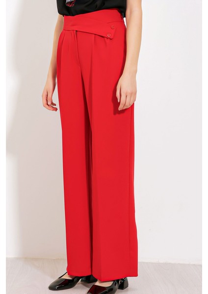 Kadın BDART Kemerli Palazzo Pantolon Kırmızı