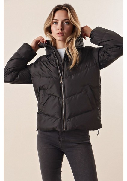 Kadın BDART Kalın Fermuarlı Şişme Ceket Black