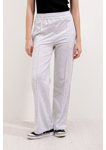 Kadın BDART Cebli Rahat Geniş Bacak Eşofman Gri