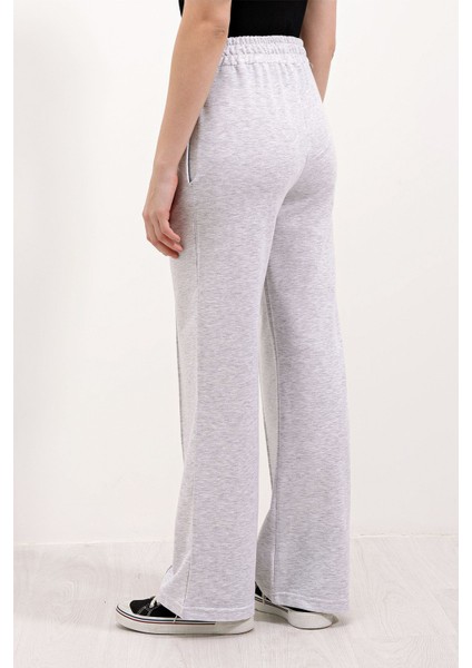 Kadın BDART Cebli Rahat Geniş Bacak Eşofman Gri