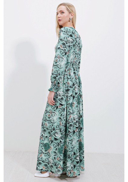 Kadın BDART Fiyonk Detaylı Maxi Örgü Elbise Green