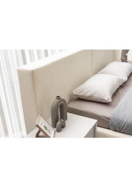 Folt Beige Bazalı Karyola modelleri