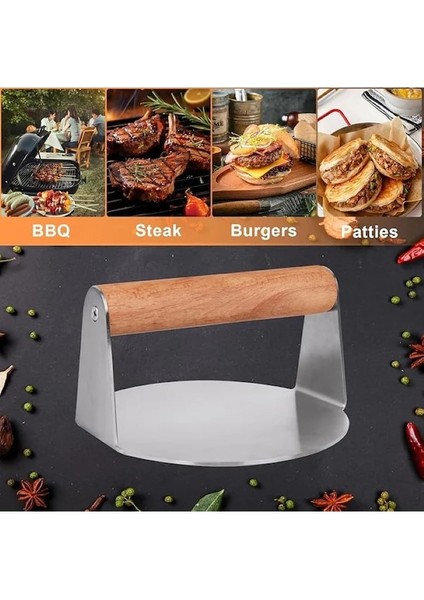 Çelik Smash Burger Hamburger Presi 14 cm Yuvarlak 304 Kalite fiyatları