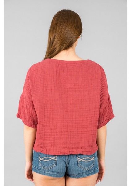 Müslin Kadın V Yaka Kısa Kol Bluz