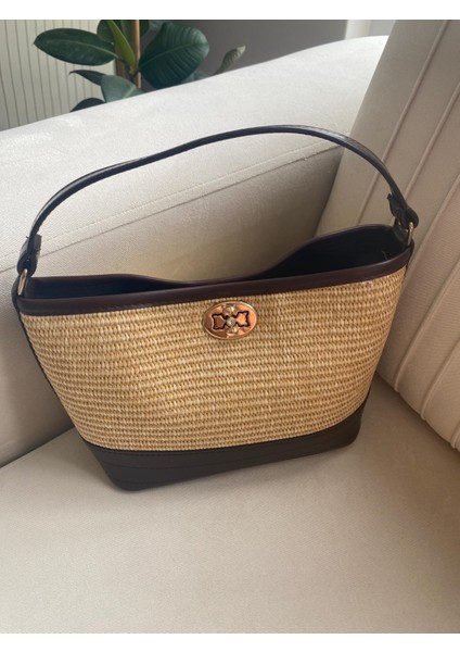 Hasır Görünümlü Kilitli Omuz Çantası indirimleri