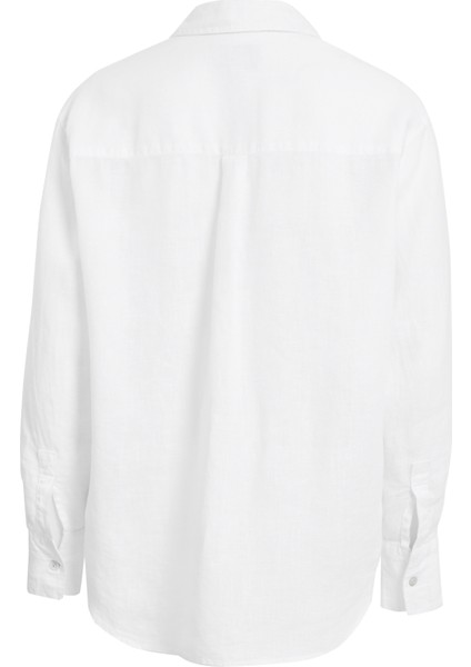 Saf Keten Oversize Girlfriend Gömlek