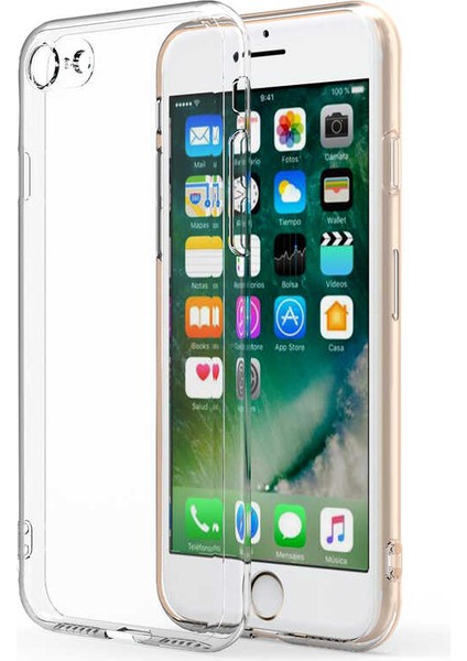 iPhone 7 Kılıf Tkdw Kamera Korumalı Süper Silikon Kapak-Renksiz