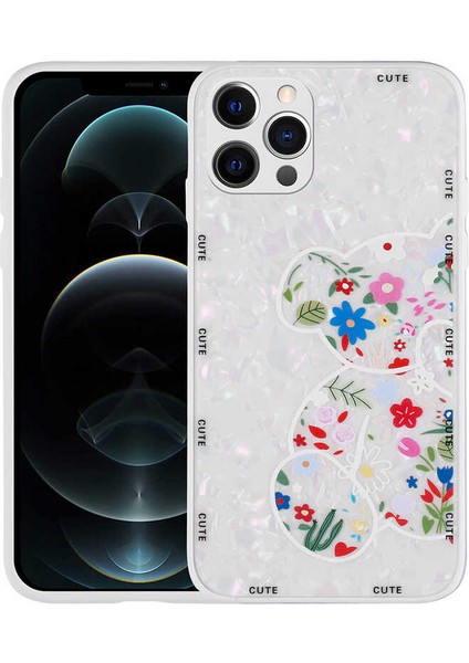 iPhone 12 Pro Max Kılıf Desenli Sert Silikon Tkdw Mumila Kapak-White Bear