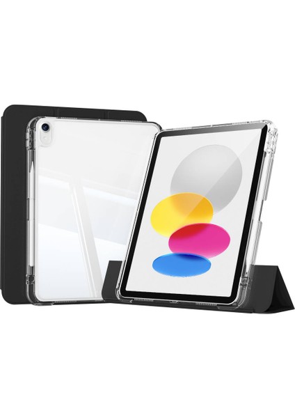 iPad 11.nesil 2025 Kılıf Magnetik Ayrılabilen Airbagli Tkdw Sliding Tablet Kılıfı - Siyah