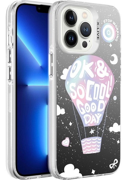 iPhone 13 Pro Uyumlu Desenli Tkdw Silver Sert Kapak-Balon