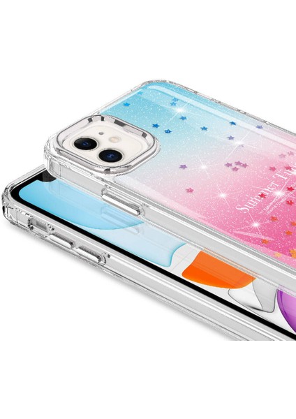 Apple iPhone 11 Kılıf Simli Desenli Parlak Tkdw Task Kapak-Mavi indirimleri