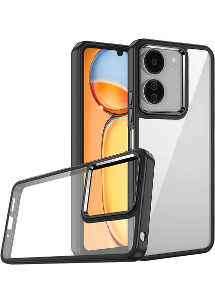 Xiaomi Redmi 13C Kılıf Tkdw Flora Kapak-Siyah