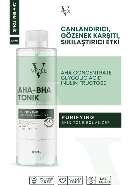 Viole Beauties Tonik Temizleyici 200 ml Hassas Ciltlere Özel AHA BHA İçerikli Gözenek Sıkılaştırıcı