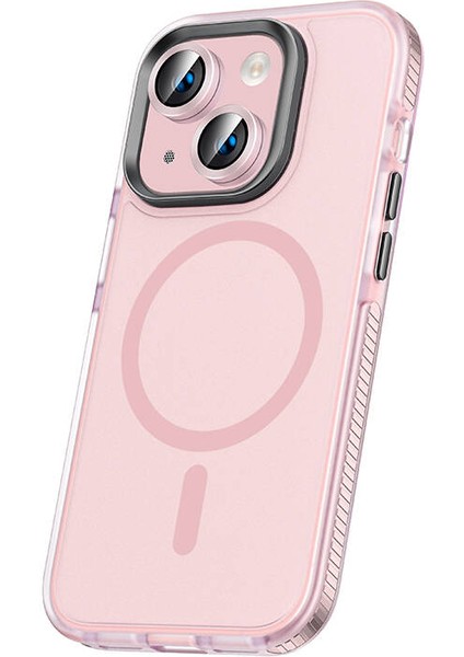 Apple iPhone 15 Plus Kılıf Airbagli Magsafe Wireless Şarj Özellikli Lens Koruyuculu Tkdw Klaptika Kapak-Pembe